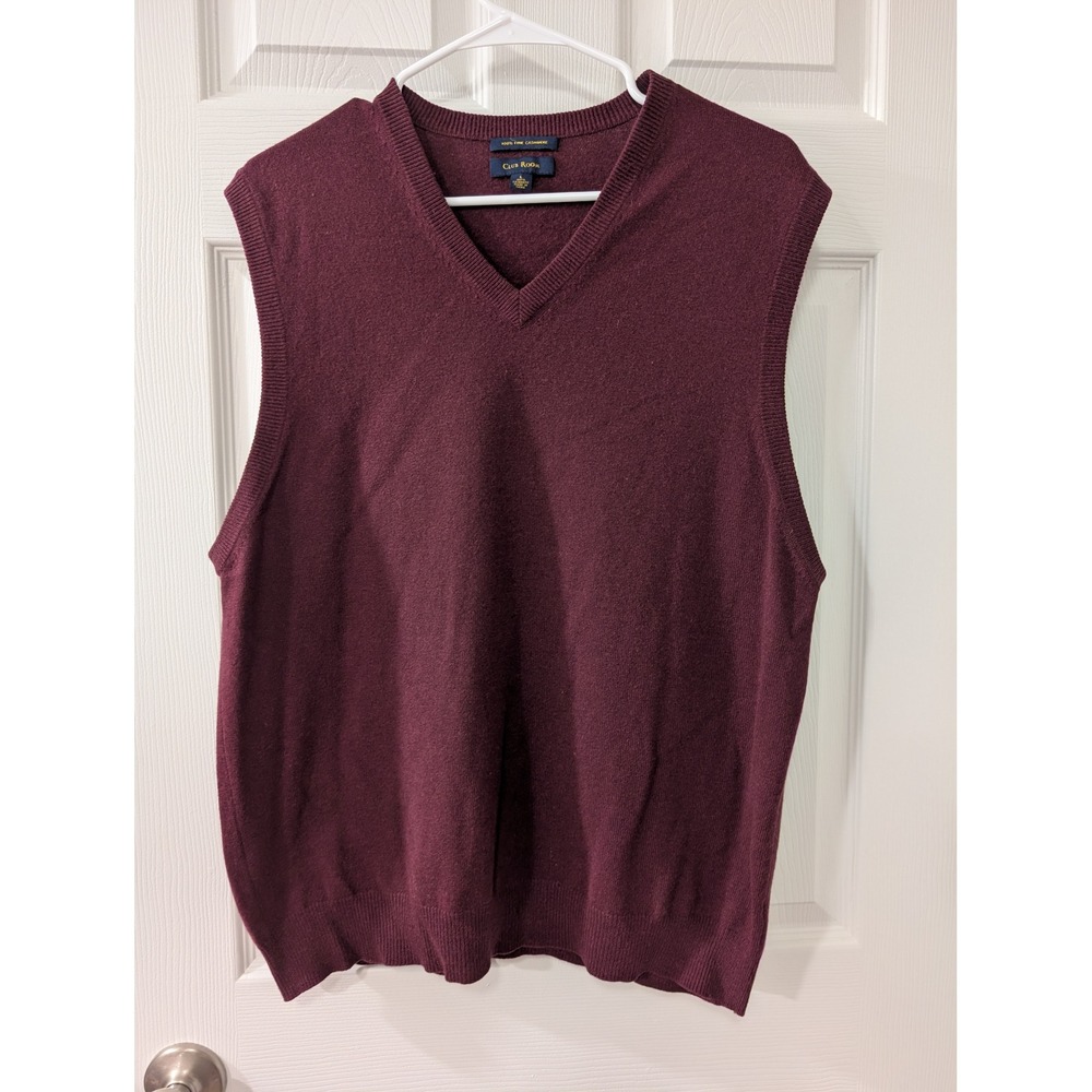 Club Room, Men's L, 100% Cashmere Maroon Sweater Vest, Professional, Business